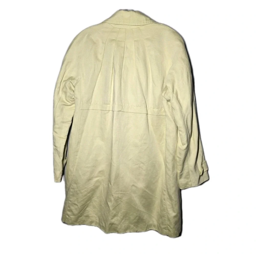 J. Jill Womens Medium Petite Lt. Green Lined Linen‎ Cotton Trench Long Coat